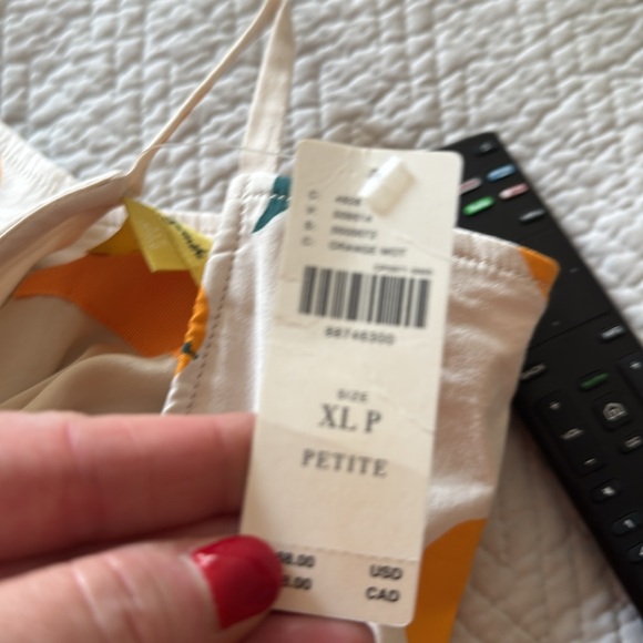 NWT Anthropology  for Maeve  XLP Maeve Cream and Orange Midi Dress has pockets - Picture 8 of 8